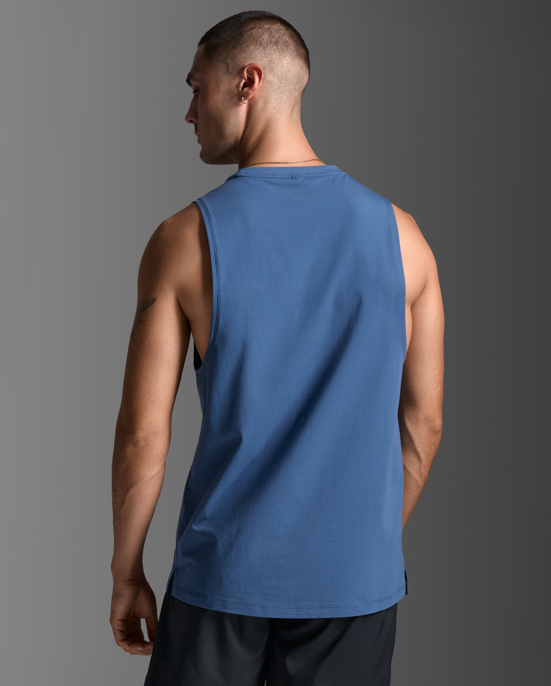 2XU Mens Motion Cotton Flex Tank - Indigo
