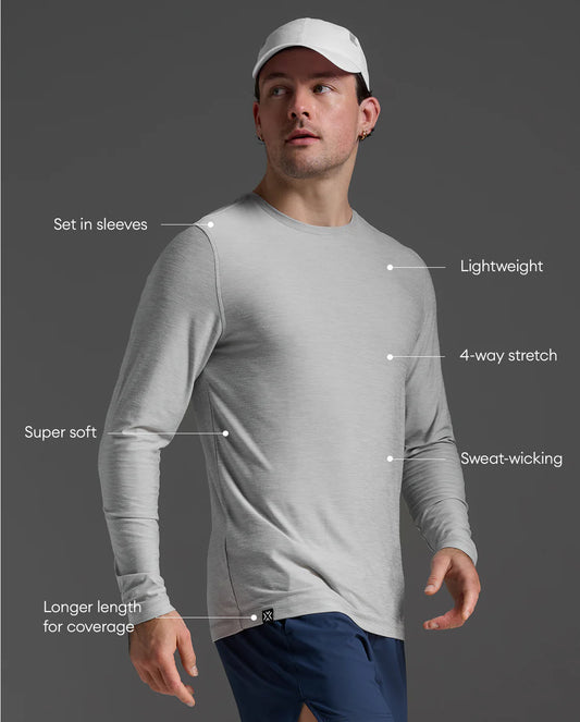 2XU Mens Signature Long Sleeve Tee - Habor Mist