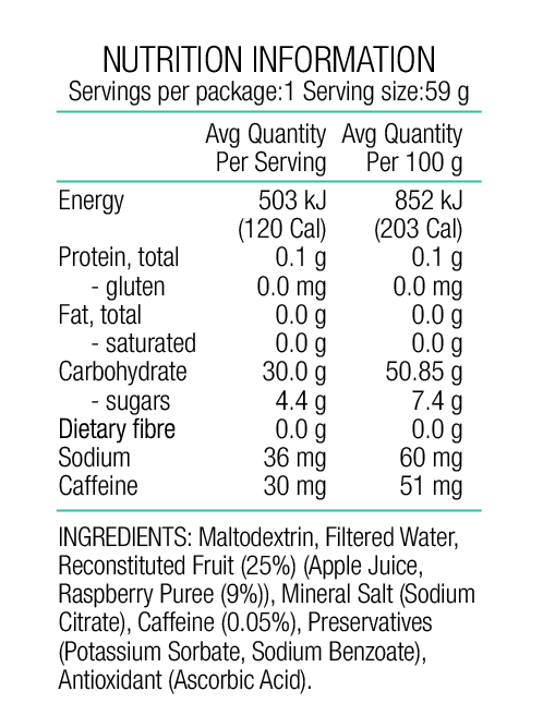 PURE Fluid Energy Gel - Raspberry + Caffeine - 8 Pack