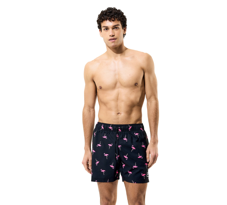 Speedo Mens Redondo Edge Print Volley 16" - Black/Pink Flamingo