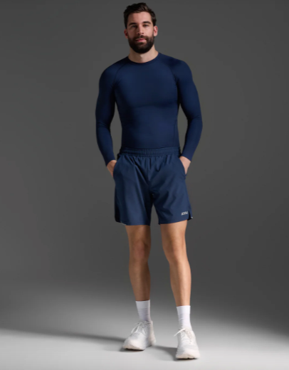 2XU Mens Core Compression Long Sleeve Top - Navy/No Logo