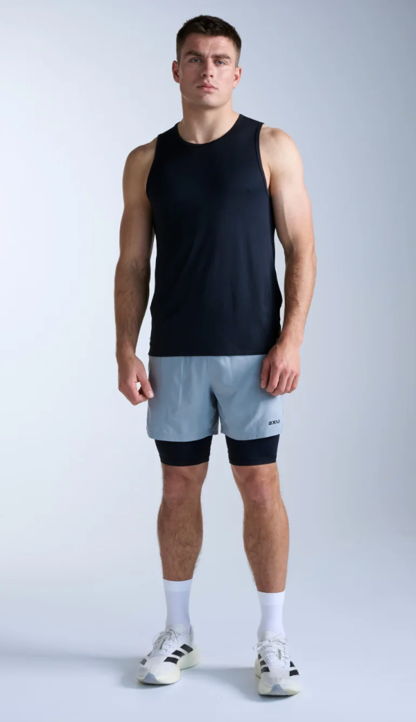 2XU Mens Aero Tank - Black/Silver Reflective