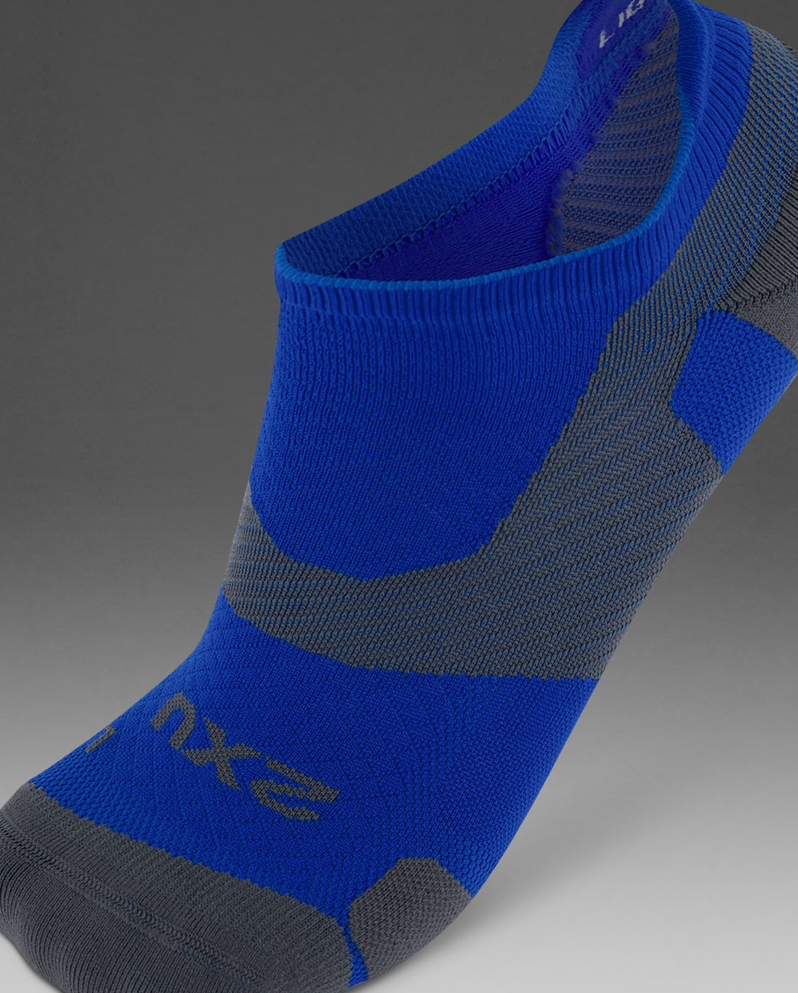 2XU Vectr Light Cushion No Show Socks - Vibrant Blue/Grey