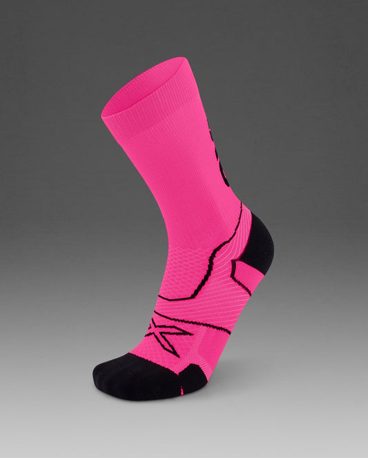 2XU Vectr Cushion Crew Socks - Fuschia/Black