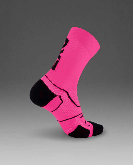 2XU Vectr Cushion Crew Socks - Fuschia/Black