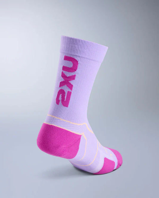 2XU Vectr Cushion Crew Socks - Lavender/Rose Violet