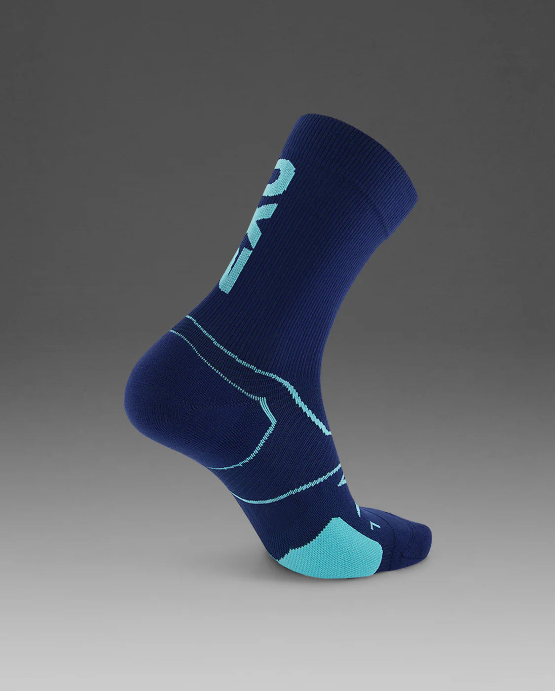 2XU Vectr Cushion Crew Socks - Midnight/Retro Blue