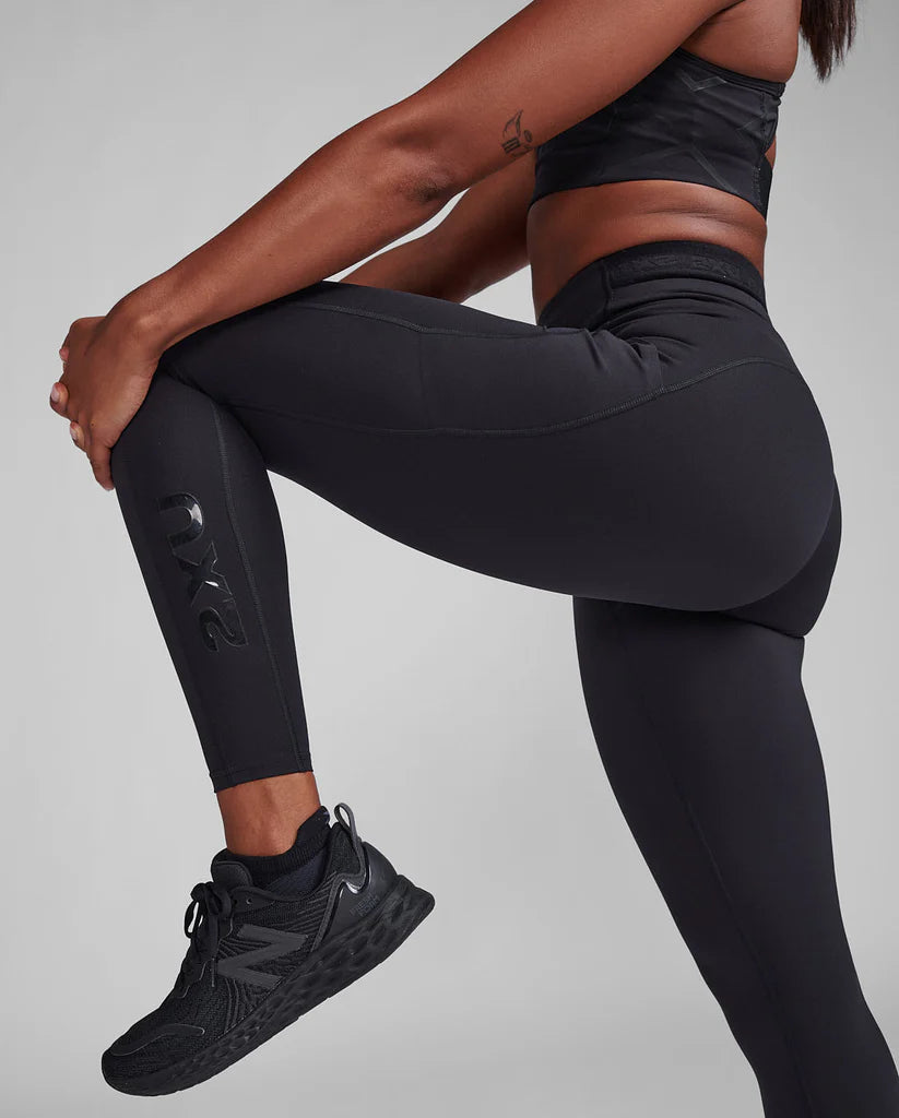 2XU Womens Form Stash Hi-Rise Compression Tights - Black/Black