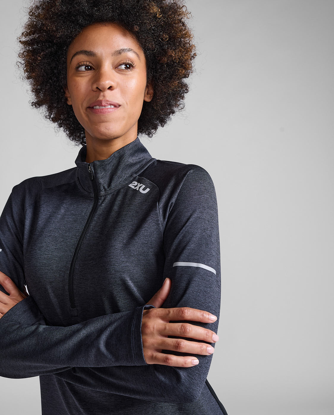 2XU Womens Aero 1/2 Zip - Black/Silver Reflective