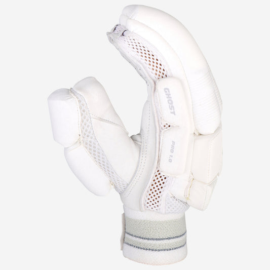 Kookaburra Ghost Pro 1.0 Batting Gloves 26/27 - Single glove, angled backhand view showing finger protection