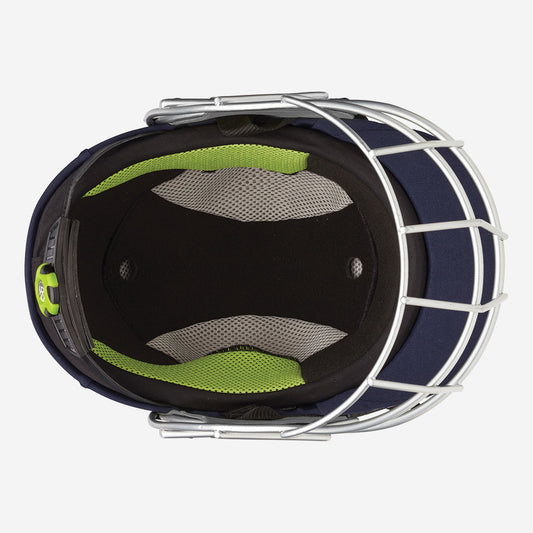 Kookaburra Pro 600 Cricket Helmet Black - Interior view showing shock dissipating polymer lining and Kookaburra Control dial