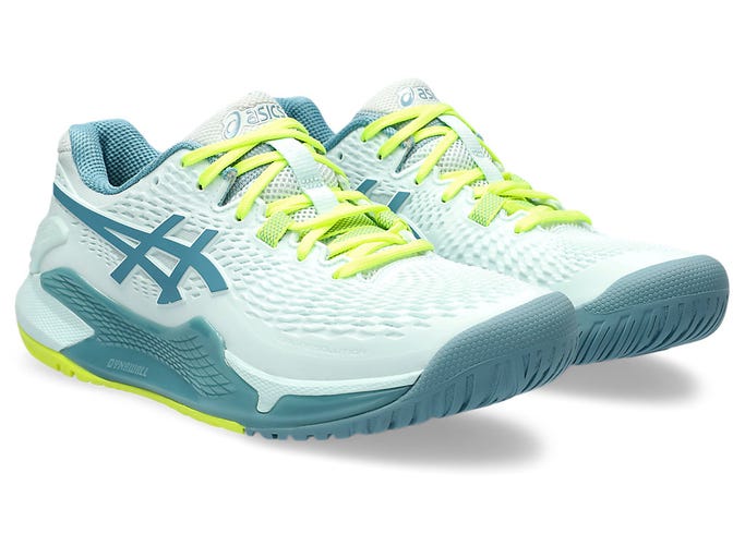Asics Womens Gel Resolution 9 Wide (Hardcourt) Tennis Shoe - Soothing Sea/Gris Blue
