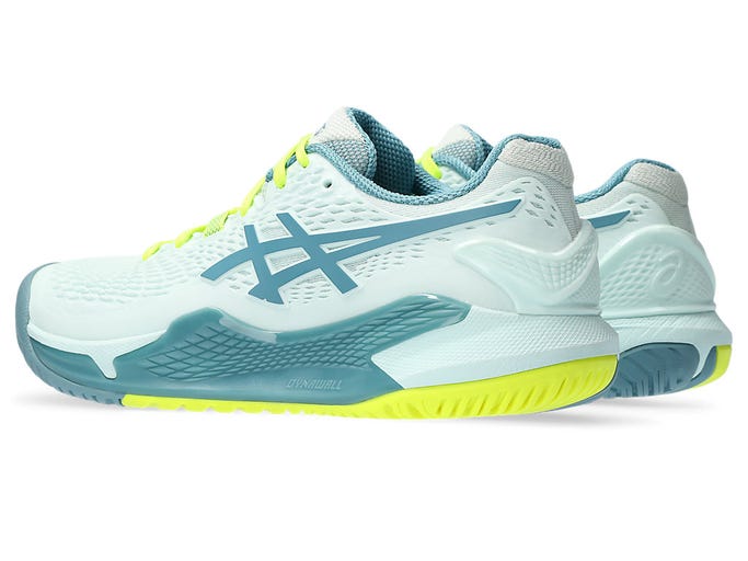 Asics Womens Gel Resolution 9 Wide (Hardcourt) Tennis Shoe - Soothing Sea/Gris Blue