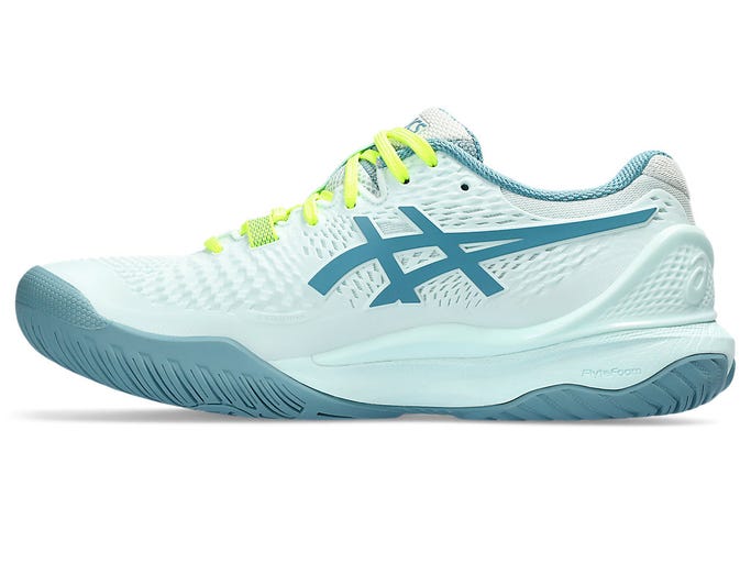 Asics Womens Gel Resolution 9 Wide (Hardcourt) Tennis Shoe - Soothing Sea/Gris Blue