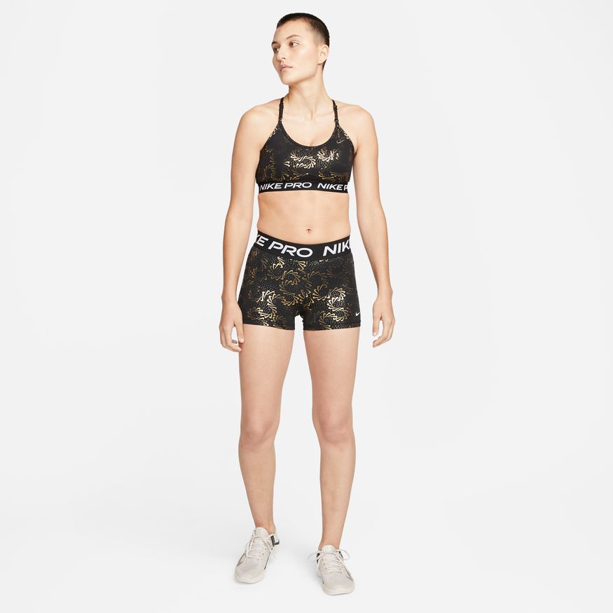 Nike Pro Women's Mid-Rise 3" Printed Training Shorts - Black/Gold