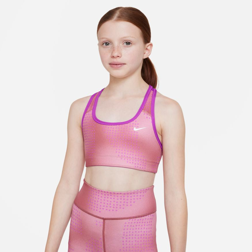 Ivivva Girls Sports Bra High Neck Pink Reversible Grey Stripe Size 8?
