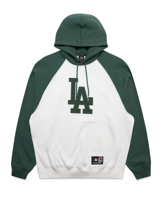 Majestic Athletic MLB LA Dodgers Contrast Raglan Hoody - Dark Cedar/Vintage White