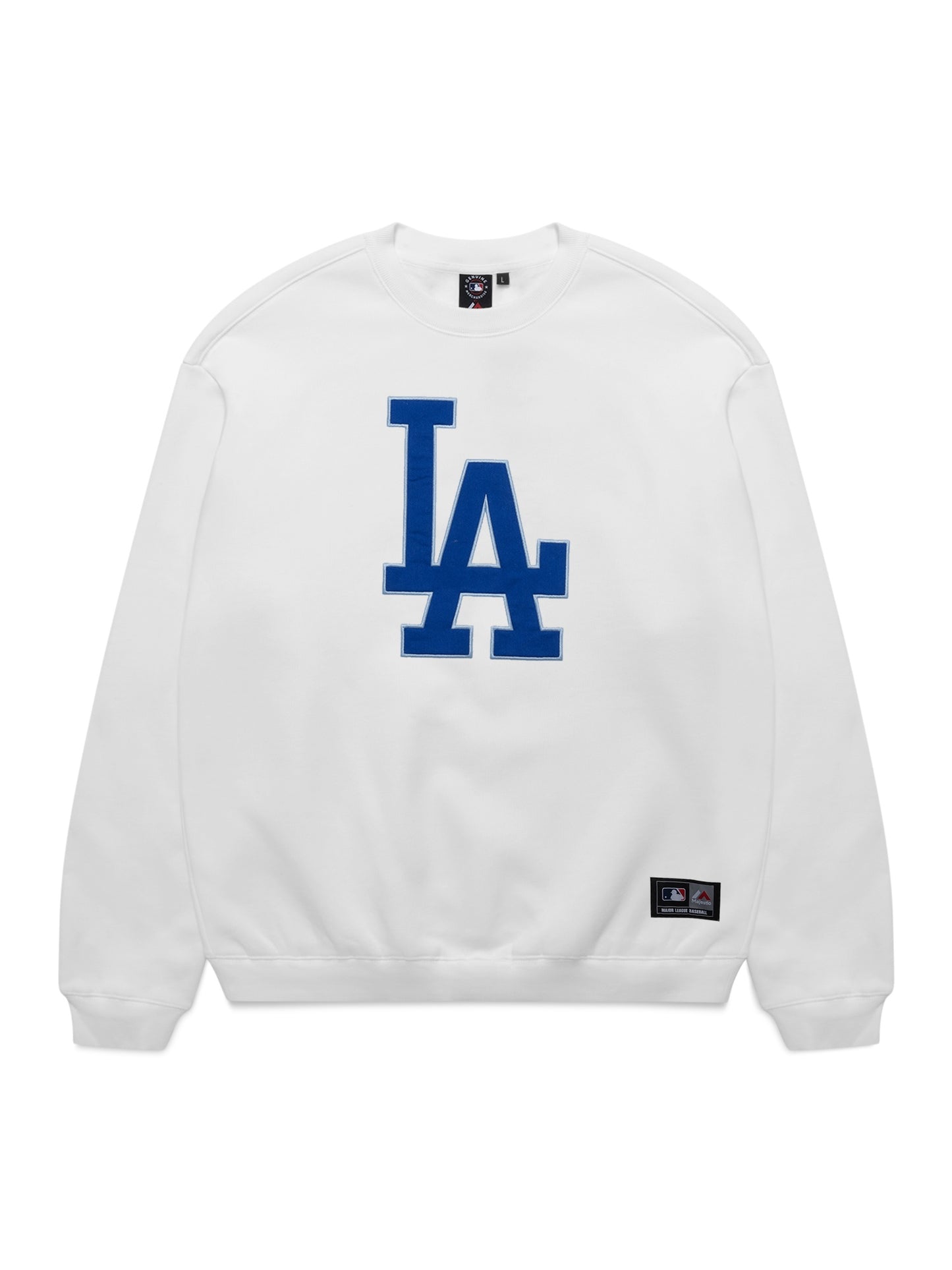 Majestic MLB Logo Applique Crew Sweat - LA Dodgers -  Vintage White