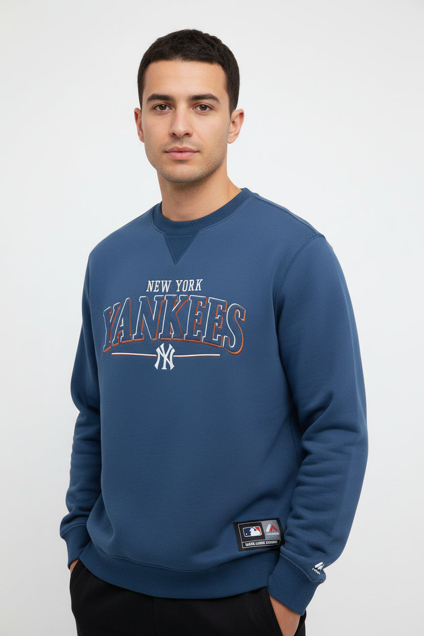 Majestic Athletic NY Yankees Double Shadow Crew - French Navy