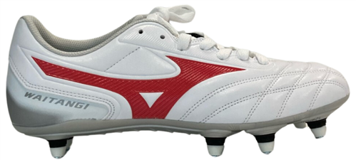 Mizuno Waitangi II CL SG Wide Football Boots White Radiant Red Otago Sports Depot