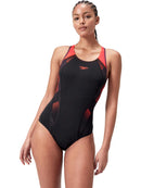 Speedo Womens Laneback One Piece - Black/Red/Plum