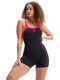 Speedo Womens Panel Legsuit - Black/Pink/Orange