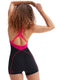 Speedo Womens Panel Legsuit - Black/Pink/Orange