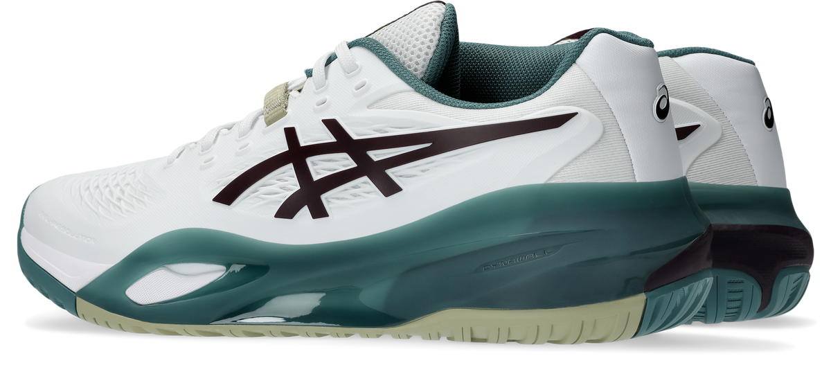 Asics Mens Gel Resolution X (Hardcourt) Wide (2E) Tennis Shoe - White/Dark Aubergine
