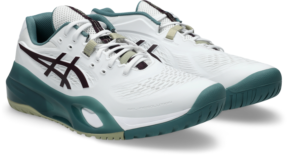 Asics Mens Gel Resolution X (Hardcourt) Wide (2E) Tennis Shoe - White/Dark Aubergine