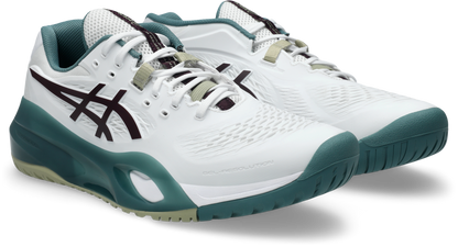 Asics Mens Gel Resolution X (Hardcourt) Wide (2E) Tennis Shoe - White/Dark Aubergine