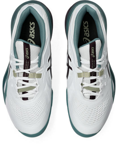 Asics Mens Gel Resolution X (Hardcourt) Wide (2E) Tennis Shoe - White/Dark Aubergine