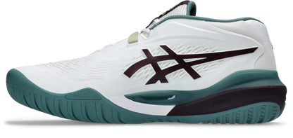 Asics Mens Gel Resolution X (Hardcourt) Wide (2E) Tennis Shoe - White/Dark Aubergine