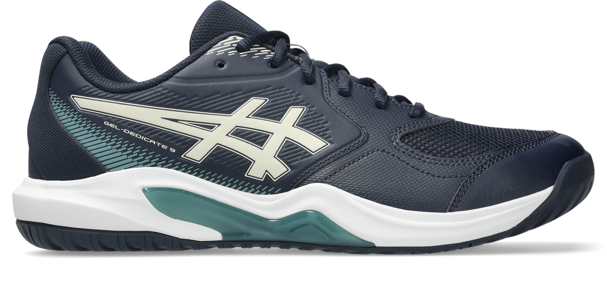 Asics Mens Gel Dedicate 9 (Hardcourt) Tennis Shoe 2E WIDE- Midnight/Oatmeal