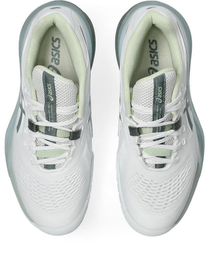 Asics Womens Gel Resolution X (Hardcourt) Wide Tennis Shoe - White/Monument Blue