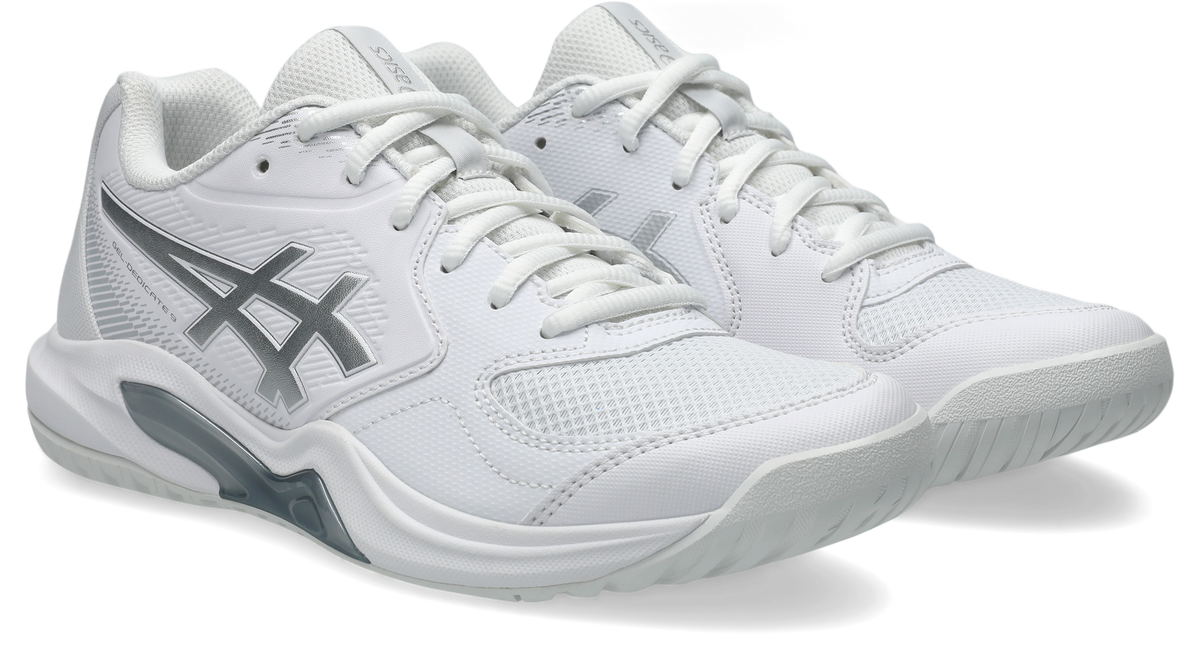 Asics Womens Gel Dedicate 9 (Hardcourt) Tennis Shoe - White/Pure Silver