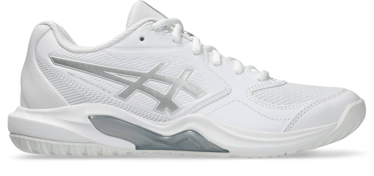 Asics Womens Gel Dedicate 9 (Hardcourt) Tennis Shoe - White/Pure Silver
