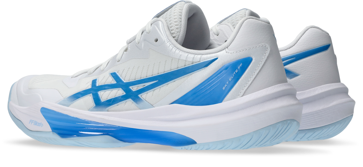 Asics Womens Sky Elite FF Lo 3 Indoor Court Shoes - White/Blue Coast