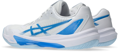 Asics Womens Sky Elite FF Lo 3 Indoor Court Shoes - White/Blue Coast