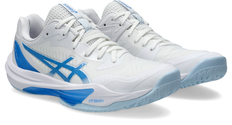 Asics Womens Sky Elite FF Lo 3 Indoor Court Shoes - White/Blue Coast