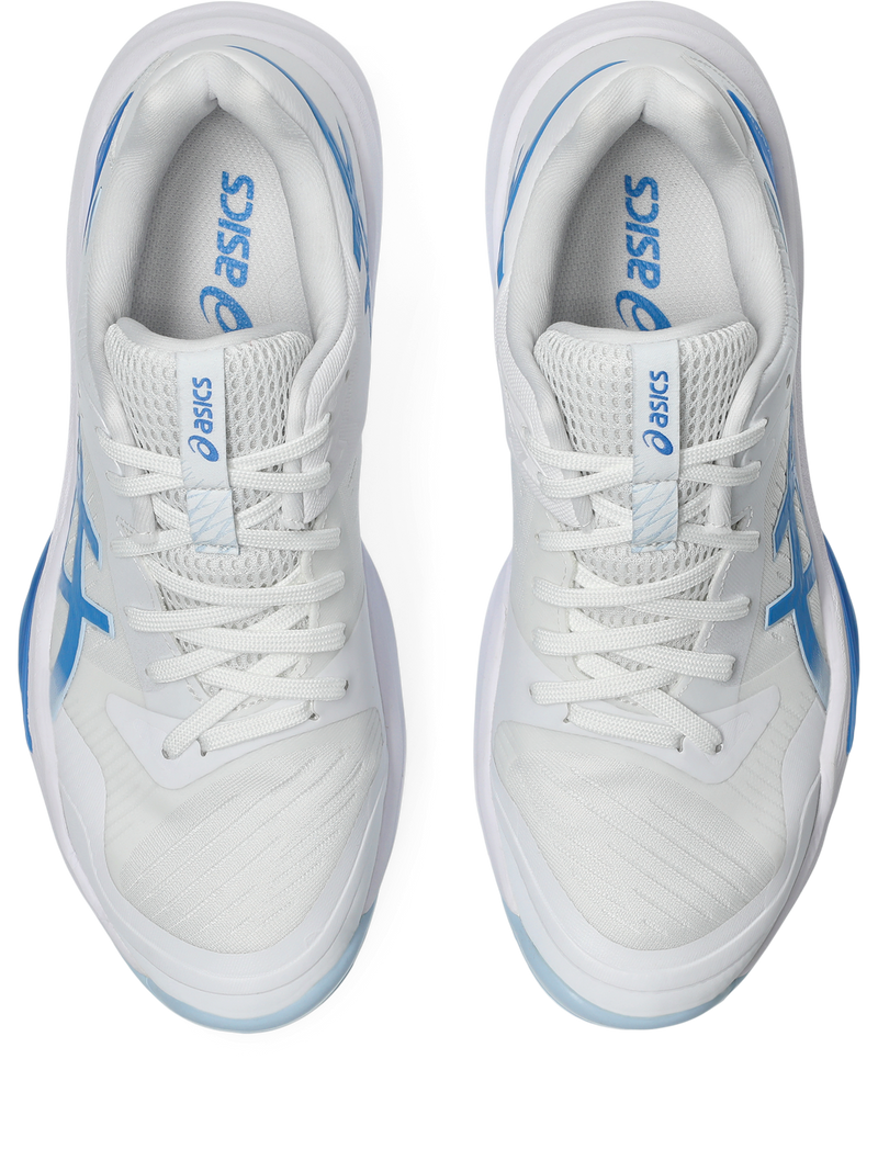 Asics Womens Sky Elite FF Lo 3 Indoor Court Shoes - White/Blue Coast