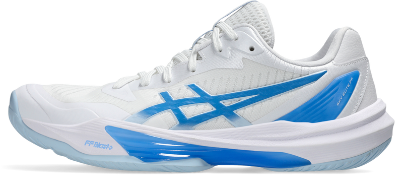 Asics Womens Sky Elite FF Lo 3 Indoor Court Shoes - White/Blue Coast