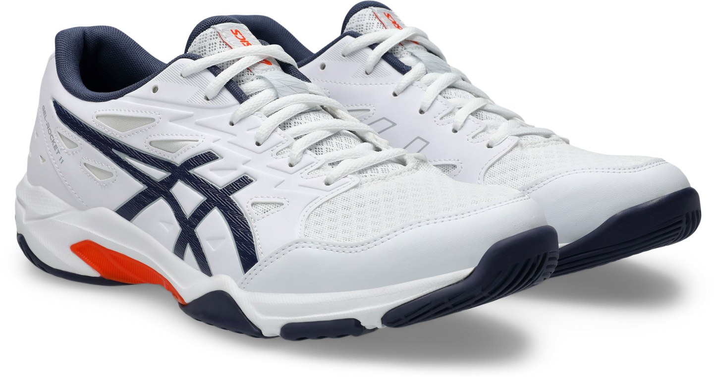 Asics Mens Gel Rocket 11 Indoor Court Shoes - White/Indigo Fog