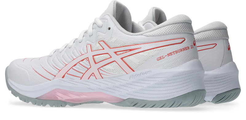 Asics Womens Gel Netburner 21 (D Width) Bio - White/Papaya