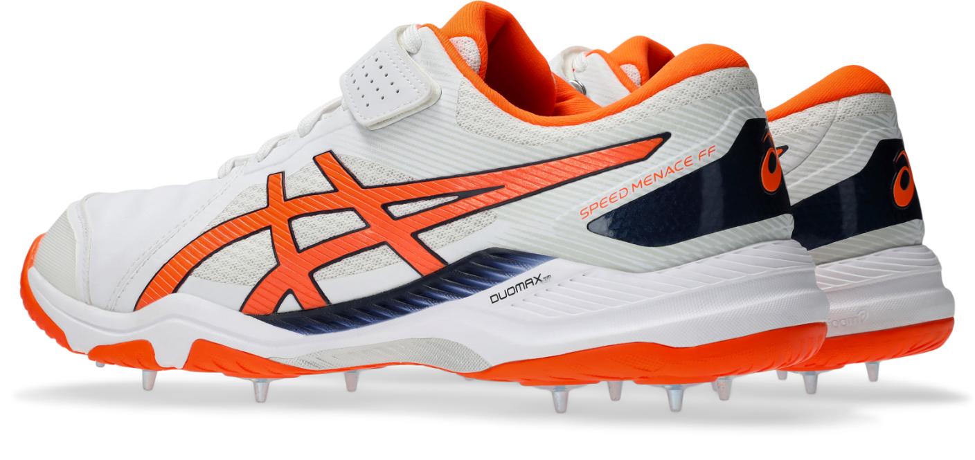 Asis Mens Speed Menace FF Cricket Shoe - White/Shocking Orange