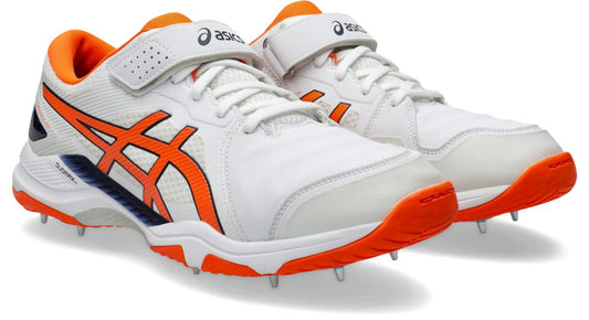 Asis Mens Speed Menace FF Cricket Shoe - White/Shocking Orange