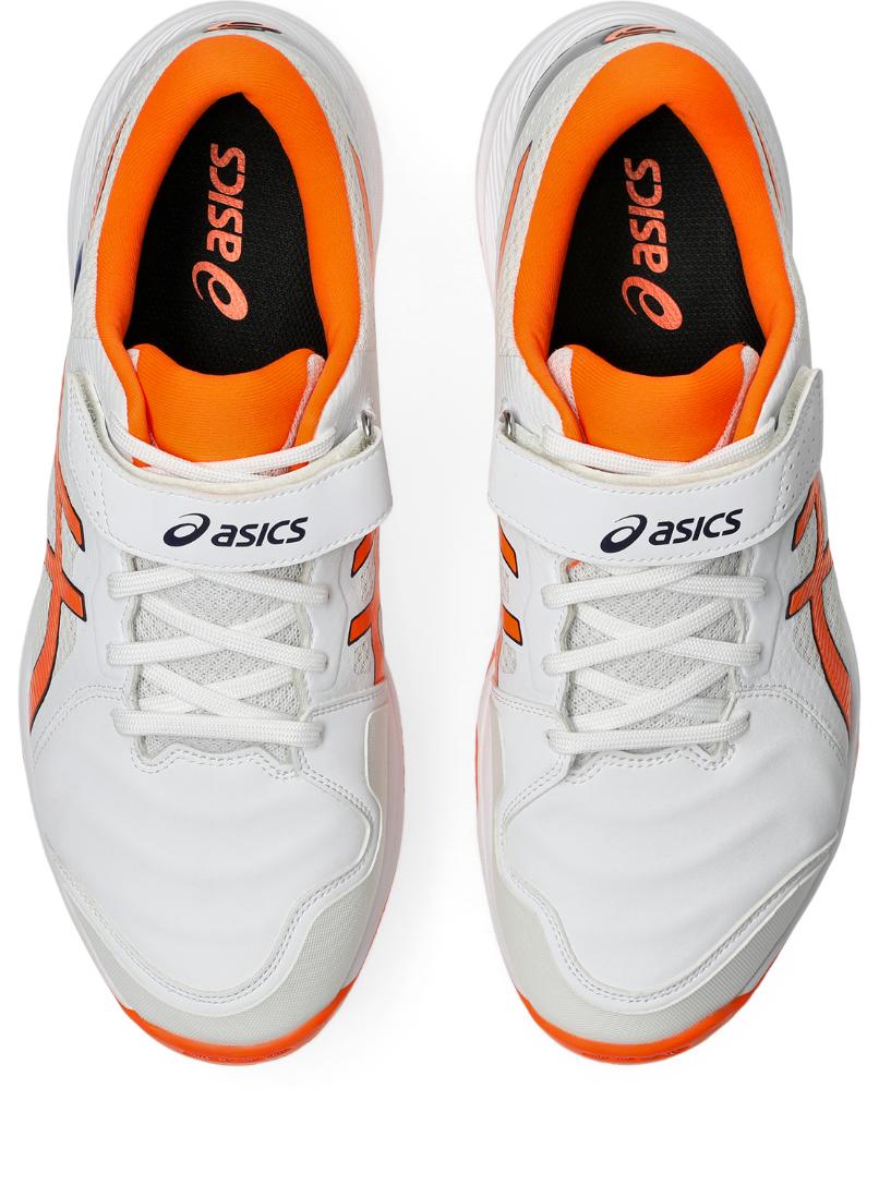 Asis Mens Speed Menace FF Cricket Shoe - White/Shocking Orange