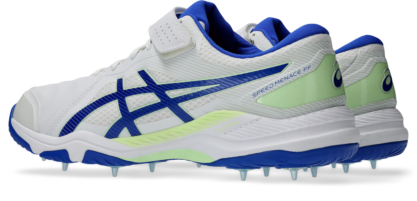 Asis Mens Speed Menace FF Cricket Shoe - White/Neon Blue
