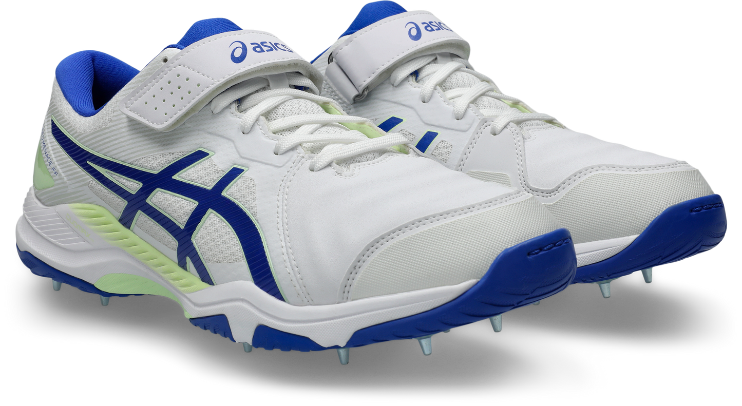 Asis Mens Speed Menace FF Cricket Shoe - White/Neon Blue