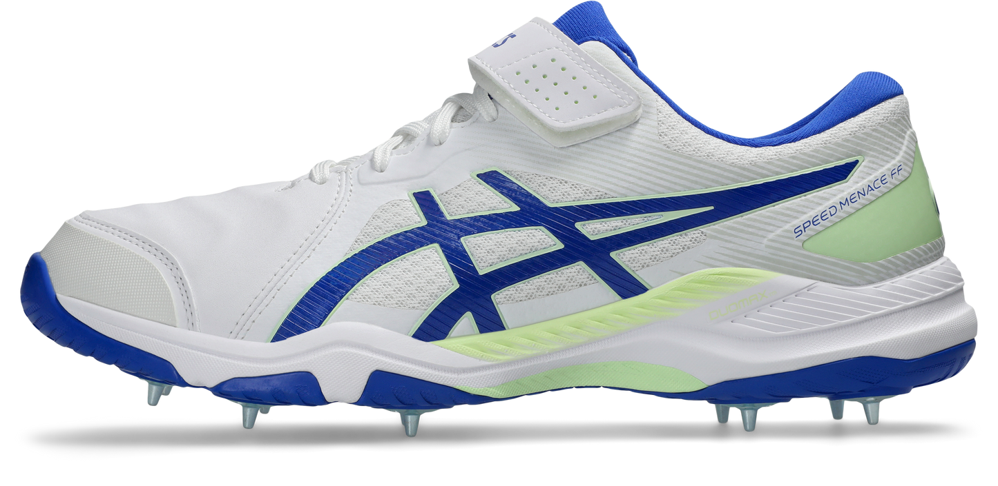 Asis Mens Speed Menace FF Cricket Shoe - White/Neon Blue