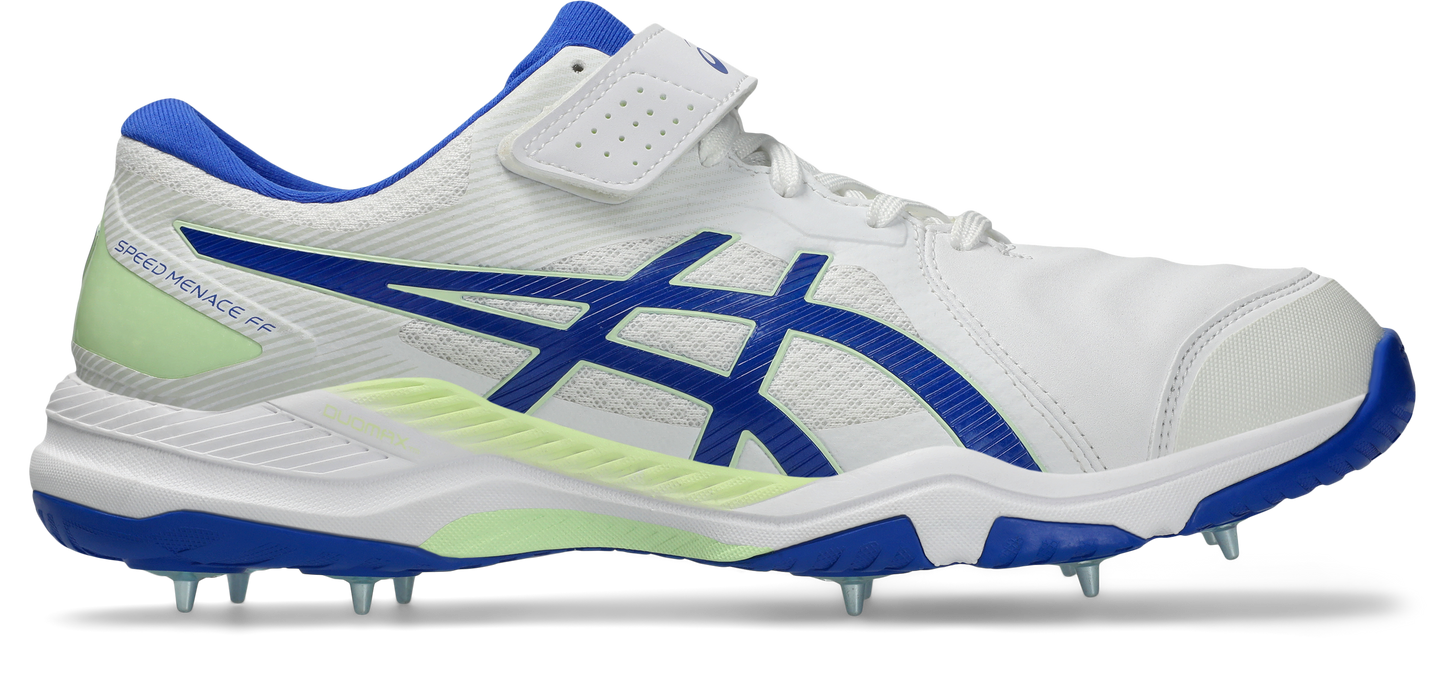Asis Mens Speed Menace FF Cricket Shoe - White/Neon Blue